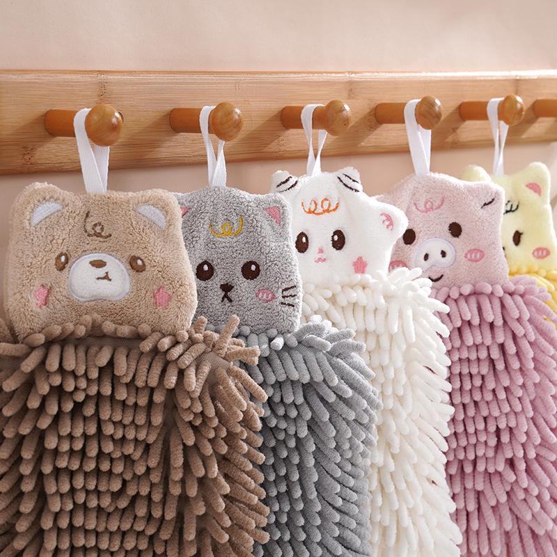 Wall-Mounted Wipe Hand Towel Super Absorbent Fast Drying Chenille Cleaning Cloth Kitchen Bathroom Supplies
