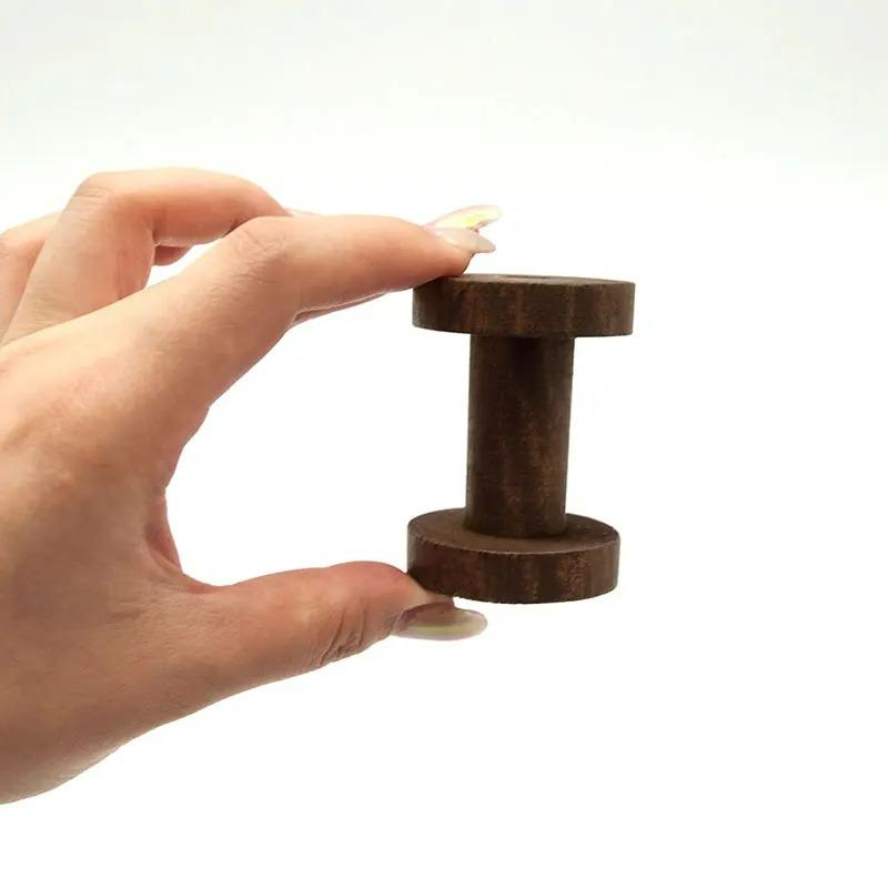 6Pcs Vintage Wooden Spools DIY Reels Organizer for Sewing Ribbons Twine Wood Crafts Tools Thread Wire Spool Needlework Supplie