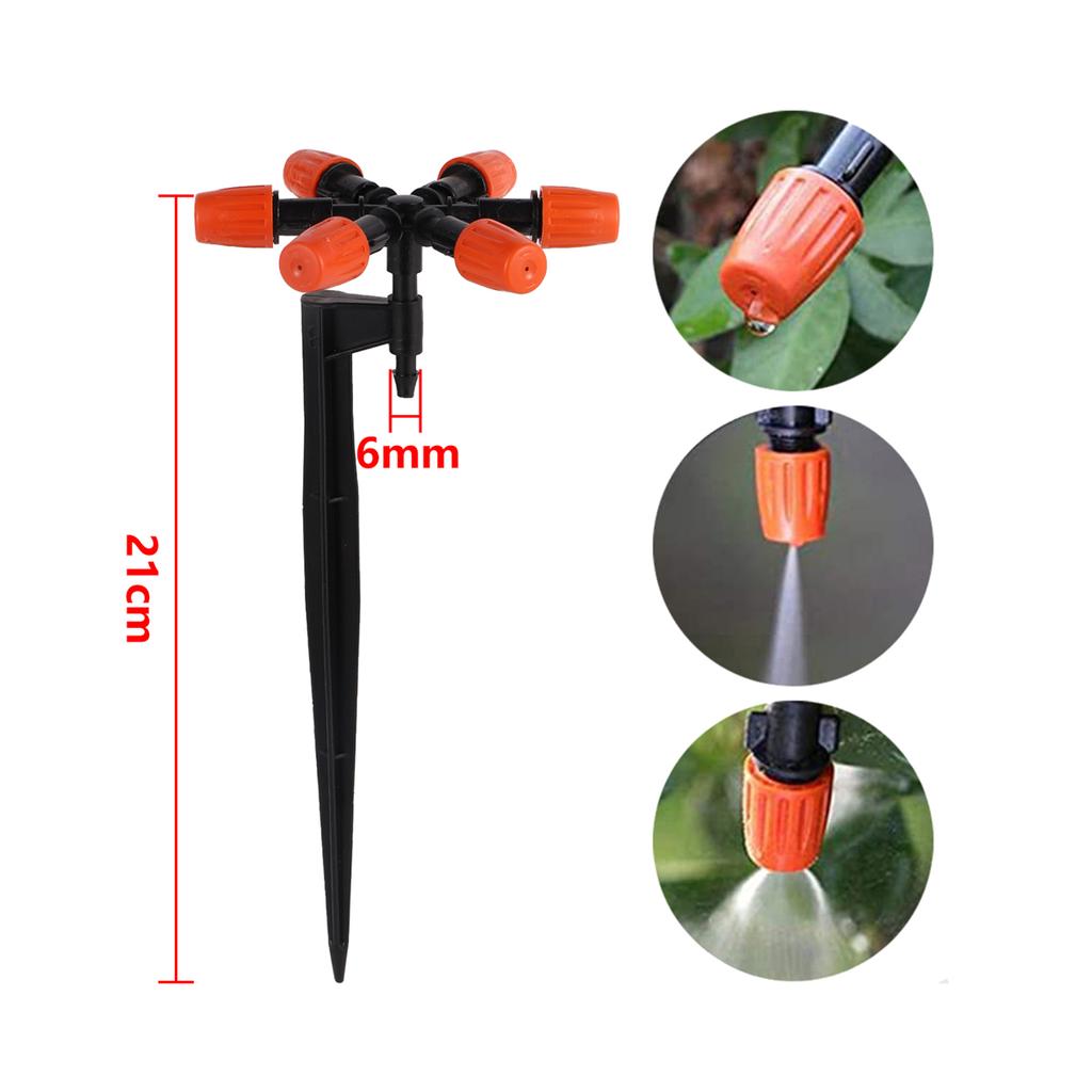 Orange Adjustable Atomizing Nozzle Kit 4/5/6/7-Heads Micro-Sprayer 4/7mm Hose Ground Rod Anti-drip Device Micro-Sprinkler 10Sets
