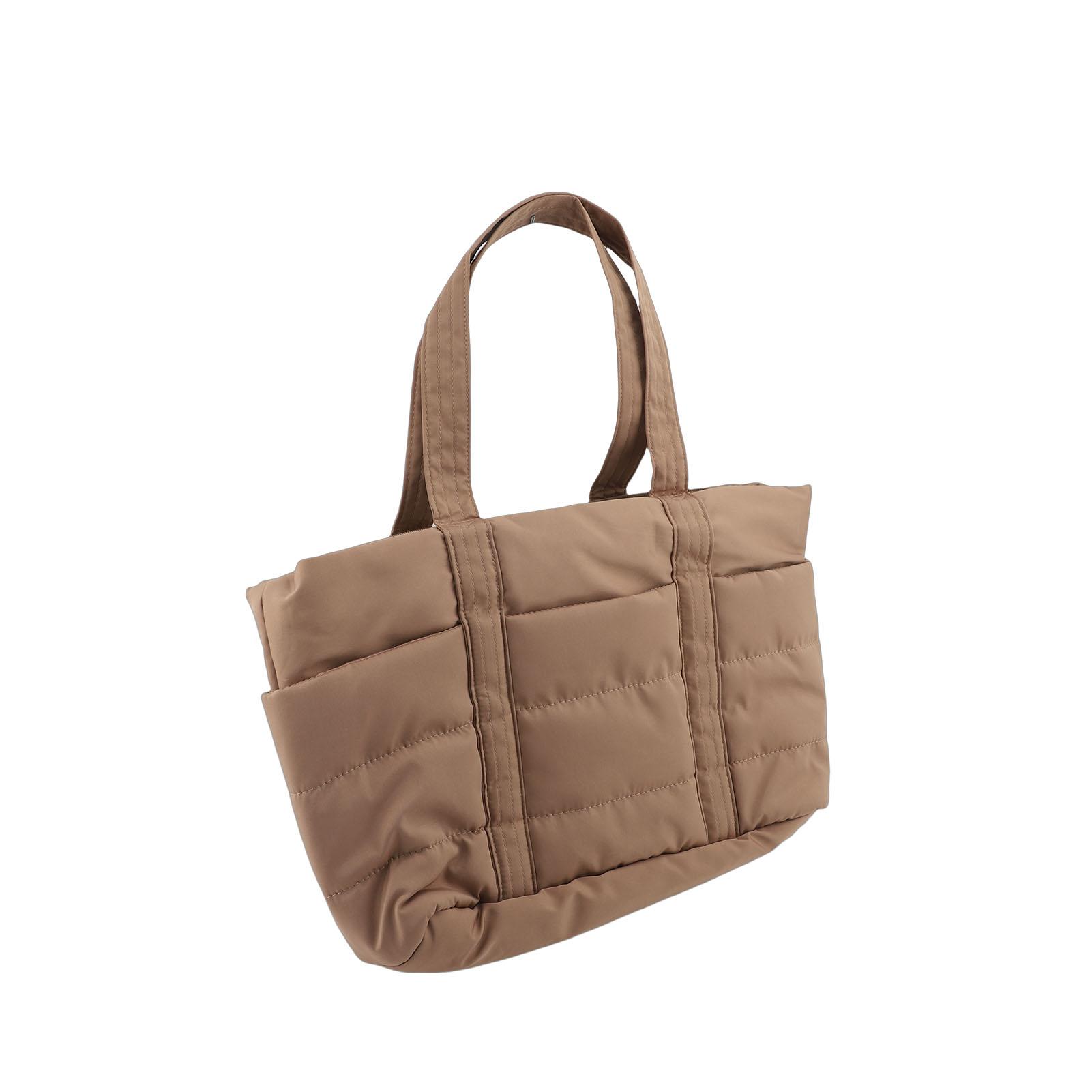 

Handbag Stylish Lightweight Nylon Padded Puffy Bag with 13 Pockets Cup Holder for Travel Work