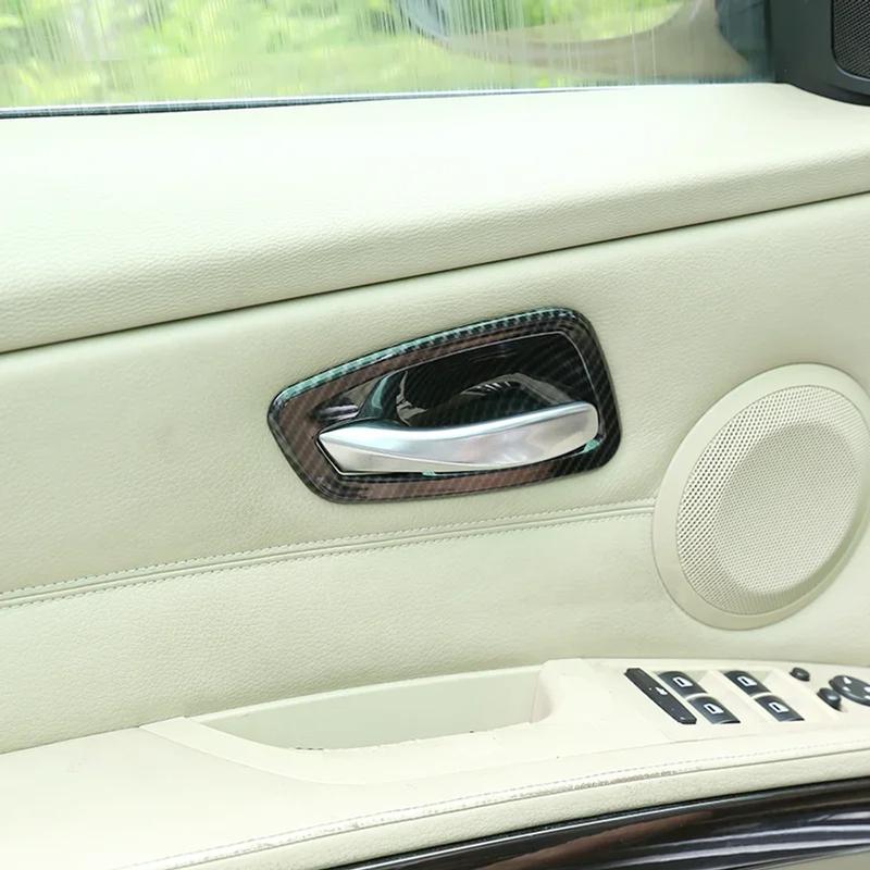 4Pcs Carbon Fiber Texture Interior Door Handle Bowl Trim Cover Fit for BMW E90 3 Series 2005 2006 2007 2008 2009 2010 2011 2012
