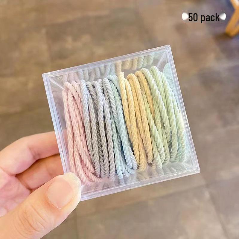 

Корейские резинки для волос с высокой резинкой - 50 штук в упаковке, простой дизайн из твила для женских хвостиков