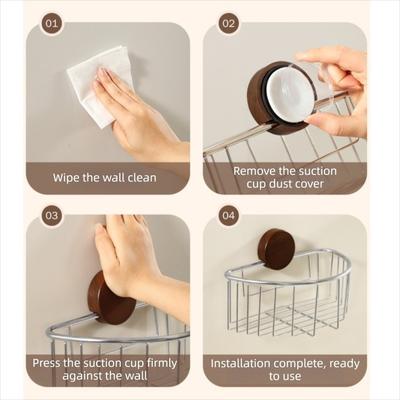 Wall Mounted Suction Cup Storage Rack Hollow-out Punch Free Bathroom Organizer Shelf Reusable Detachable Tissue Holder Home
