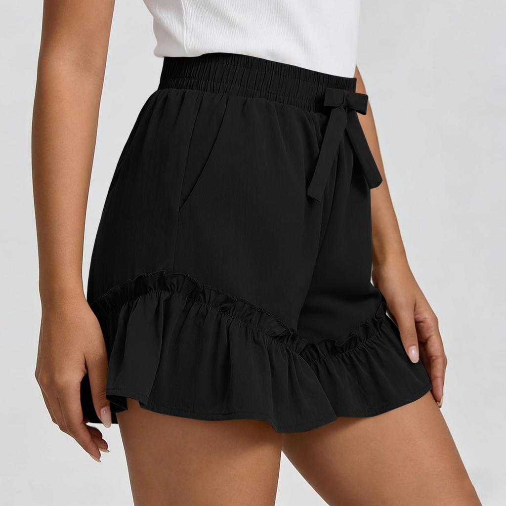 Women's Color Cotton And Linen Casual Waist Shorts With Pockets And Shorts