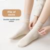 Autumn Socks, Women's Pile Socks, Spring and Autumn Pure Cotton Mid-calf Long Socks, Vertical Solid Color, Versatile Autumn Cotton Socks
