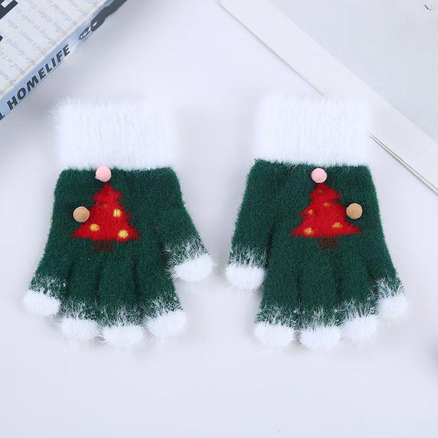 

Adorable Children’s Christmas Tree Fleece-Lined Winter Gloves One Size зелений