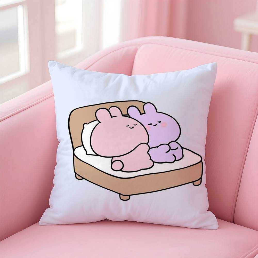 A-Asamimichan Cute Bunny Pillow Case Comfort Sofa Bed Silky Elegant Invisible Zipper Custom Decorative Cushion Cover