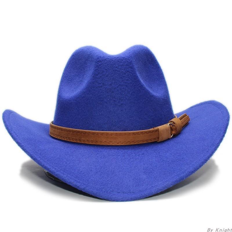 

Classic Western Cowboy Hat With Wide Brim For Summer Sun Protection Adults And Kids Head Size 54cm синий