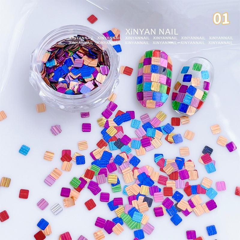 1Jar Colorful Iridescent Laser Nail Glitter Decoration Mixed Colors Sequin Flakes Manicure Accessories Diy Nail Art Design