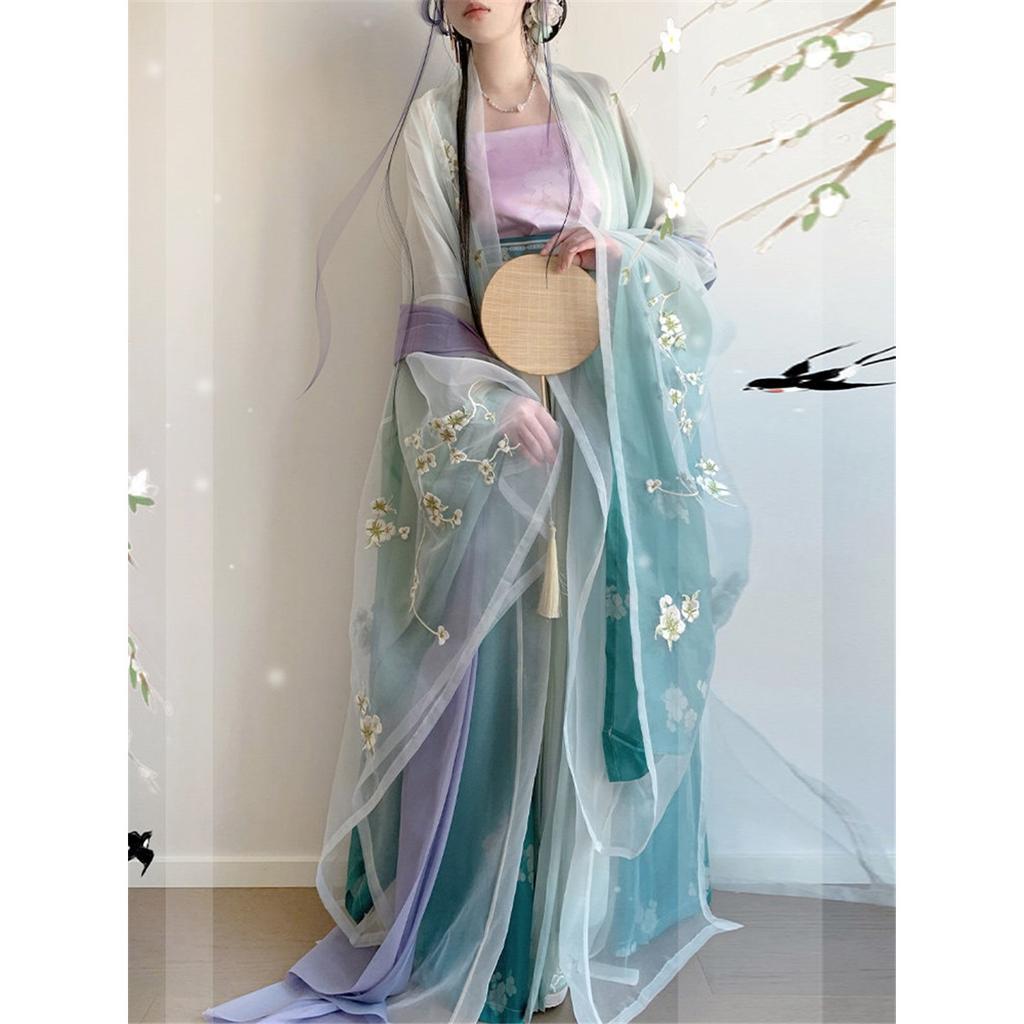 Stil chinezesc dinastiei Song Hanfu, temă de banchet de primăvară, cămașă cu mânecă mare și bretele brodate, costum zilnic pentru femei