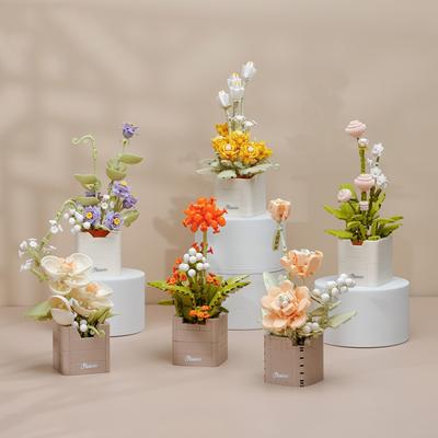 Rosas orquídeas estilo chino serie de flores eternas ensamblando Mini partículas bloques de construcción decoración modelo juguetes regalos de cumpleaños