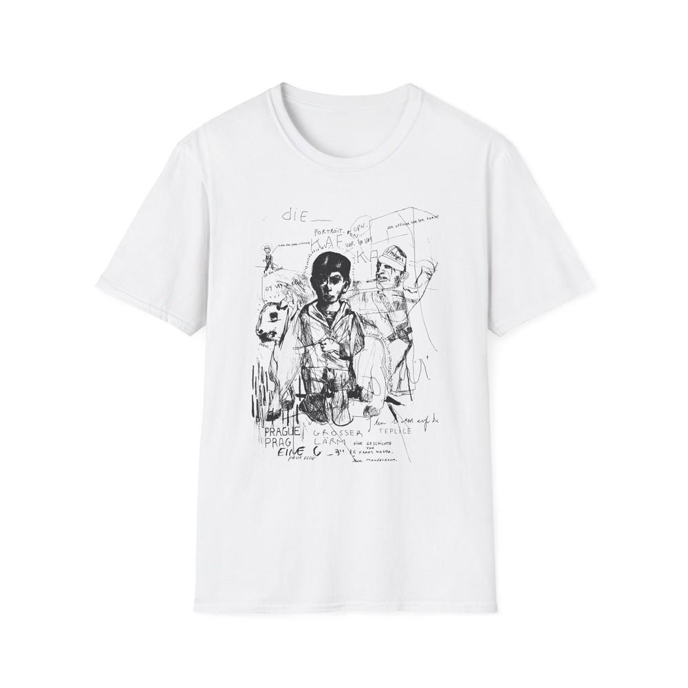 

1985 stephane mandelbaum drawing die portrait von kafka on a tshirt XL