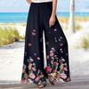 Women's 9-pant Casual Loose High Waist Cotton Linen Wide Leg Long Pants With Pockets