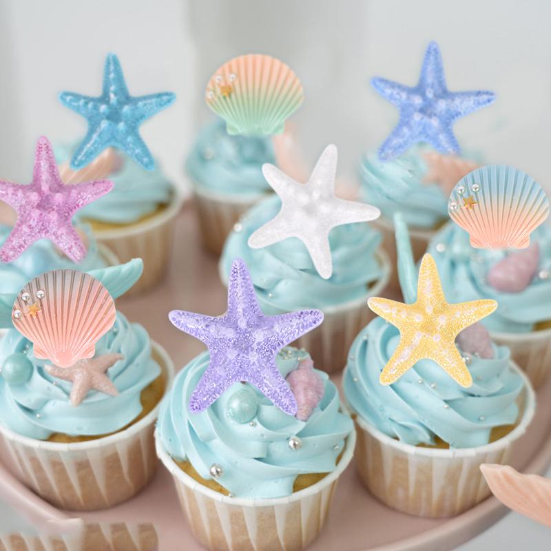Conchiglia in Resina Stella Marina Fai da Te Topper per Torta Festa di Compleanno a Tema Oceano Sotto il Mare Decorazione Torta Festa di Compleanno Sirenetta per Bambini Baby Shower