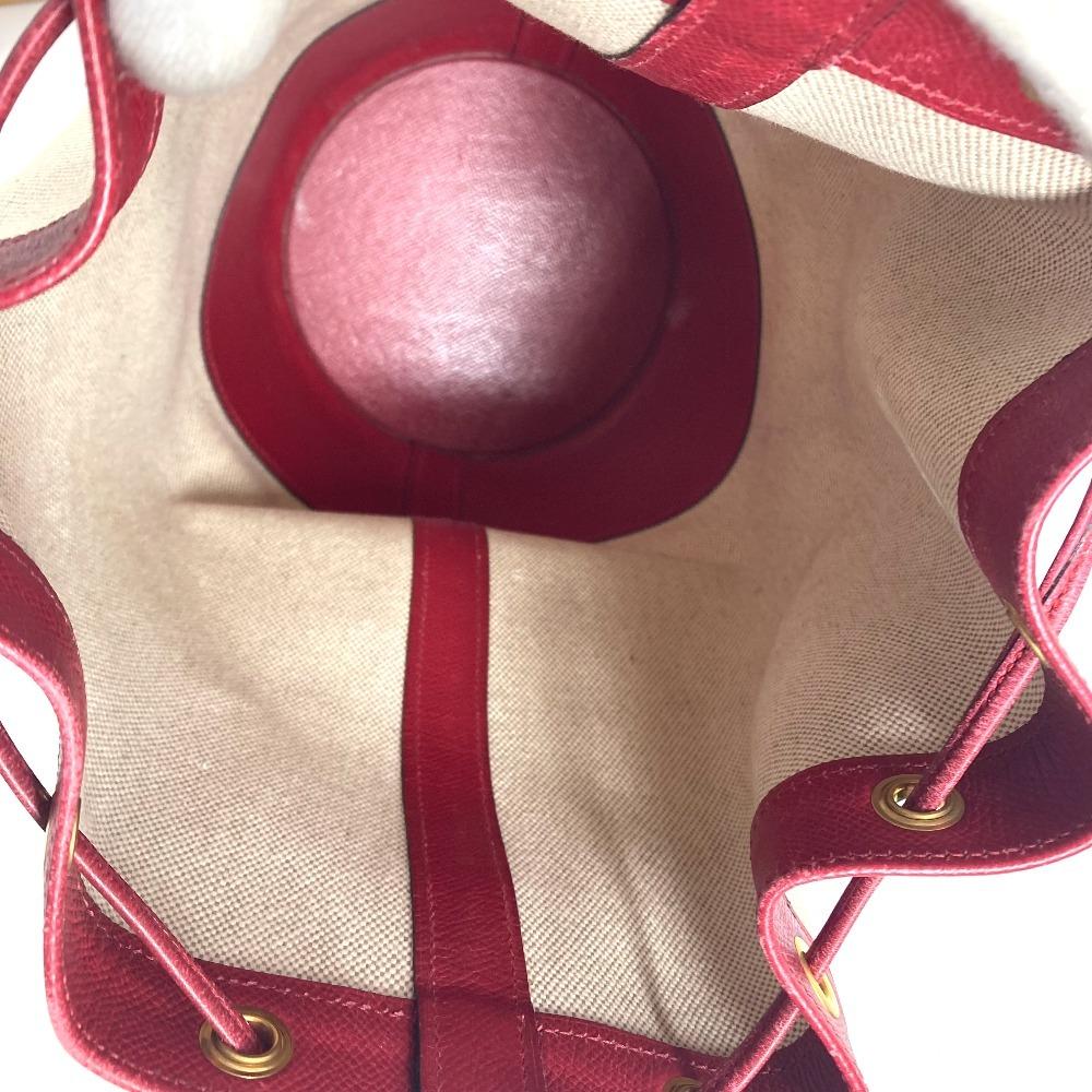 HERMES vintage Standy Crossbody Drawstring Shoulder Bag Leather/Canvas Red/Beige