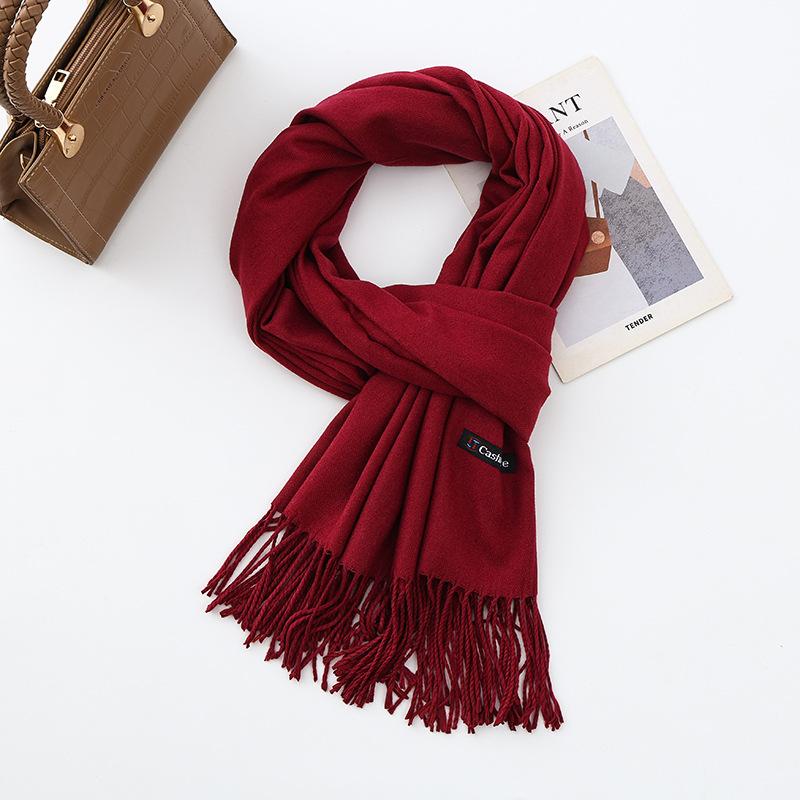 Cotton Solid Color Scarf for Women Winter Warm Wool Cashmere Scarf Autumn and Winter Women's Shawl Scarf Korean Style Atmosphere