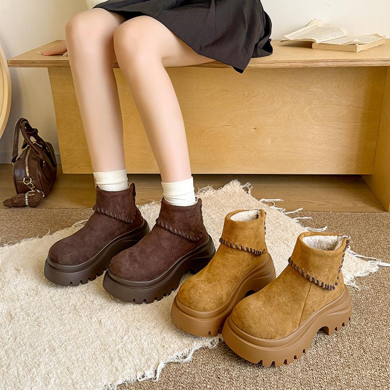 Women's Plus Size Thickened Autumn and Winter Warm Anti-cold Snow Boots Padded Lined Ankle Boots Non-slip Hiking Cushioned Sports Cotton Boots