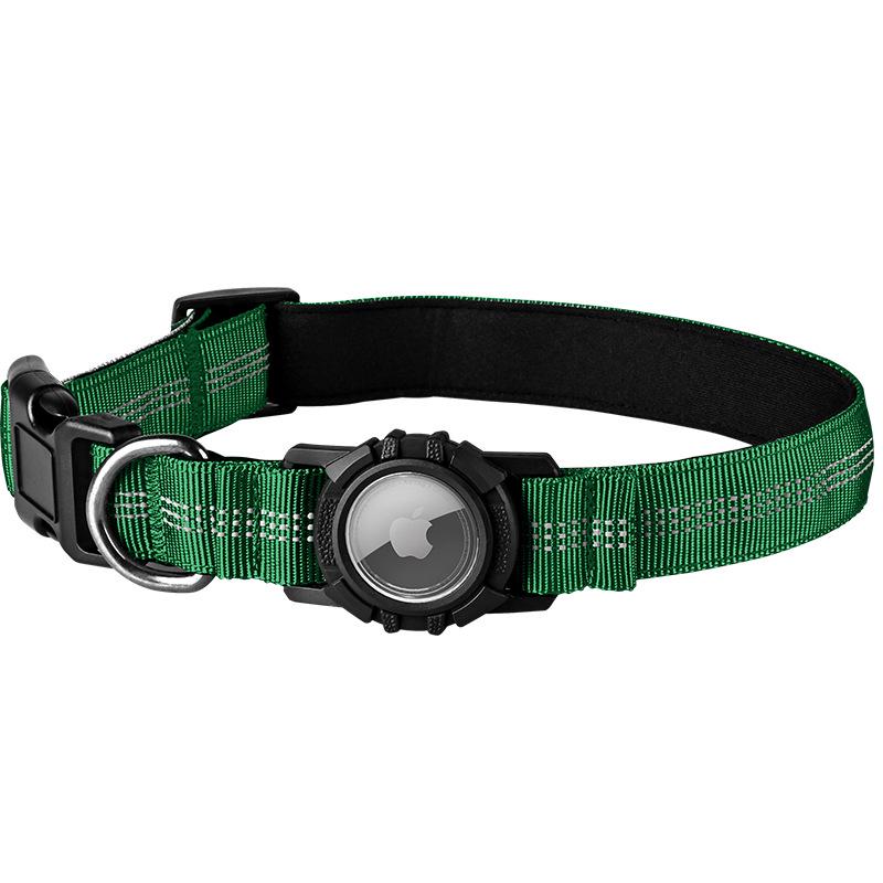 Reflective Waterproof AirTag Dog Collar with Transparent Cover & Anti-Lost Locator