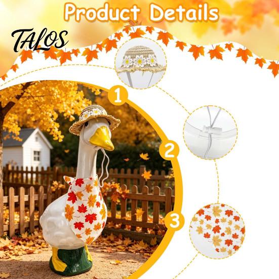 1 Set Autumn Porch Goose Outfit, Straw Hat And Maple Leaf Scarf, Fall Season Goose Costume for 23 Inch Goose Statue Outdoor Yard Lawn Garden Decor