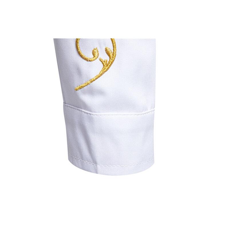 Camisa de Manga Larga Bordada para Hombre de Primavera Casual Sólida con Cuello Mao Camisas Masculinas Estilo Corte Europeo Fiesta Discoteca