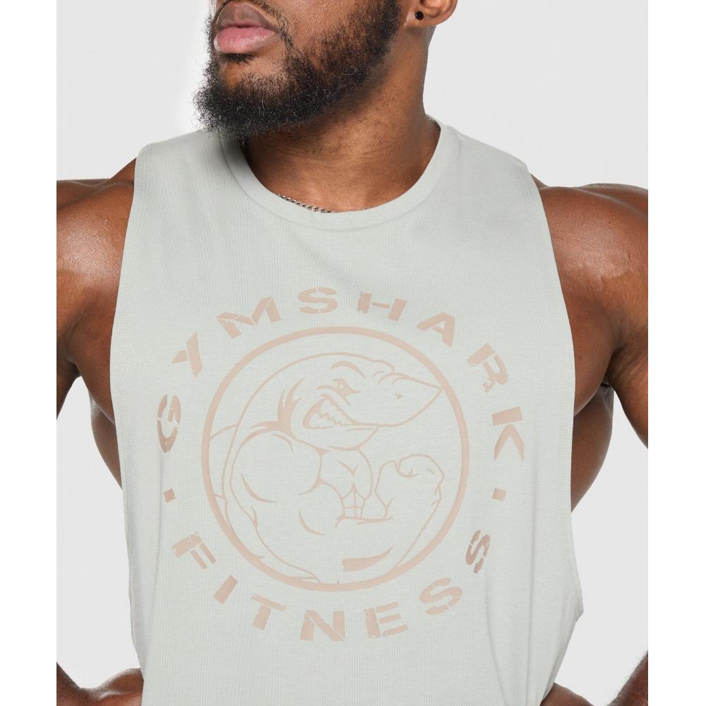 Gymshark Legacy Drop Arm Tank Stone Grey A5a2z Gb7s