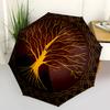 Goldener Baum des Lebens Regenschirm, Tragbarer 3-Fach-Regenschirm für Damen & Herren, Weihnachtsgeschenk ES183