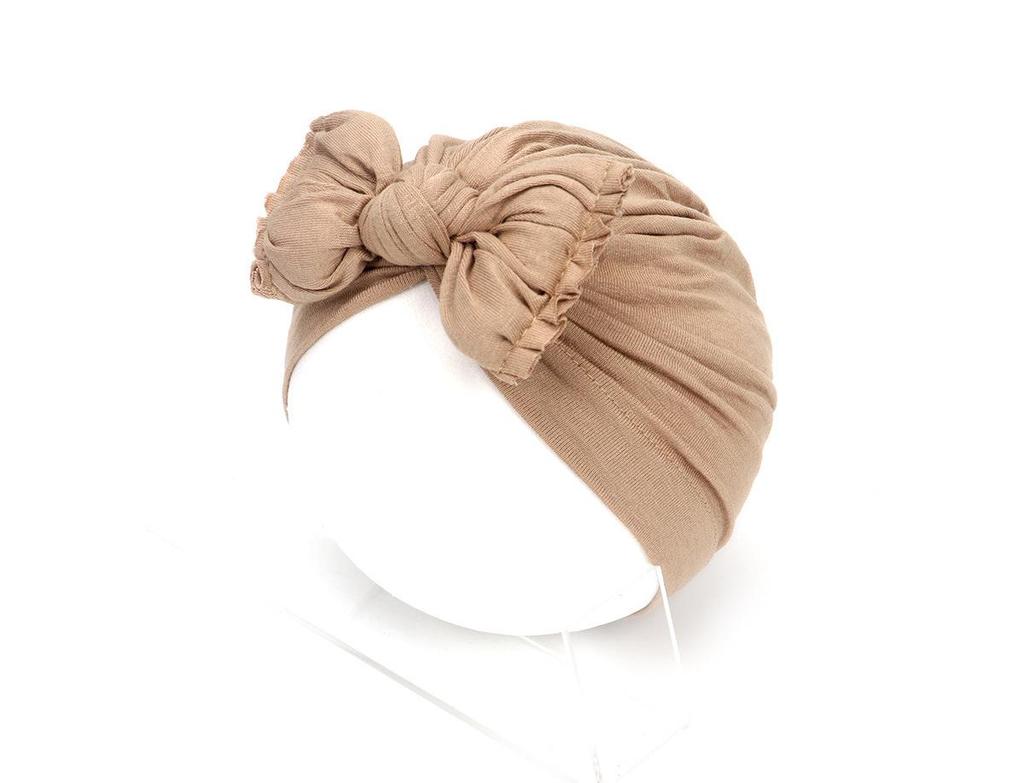 2021 new pleated baby hat bow children's hat baby solid color knotted pullover hat Indian hat