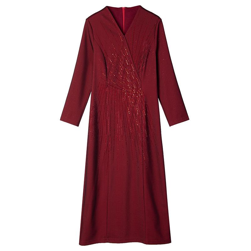 2022 Spring Elegant Knee-Length Dress: Stylish Plus Size Mother of the Bride Outfit for Middle-Aged Women