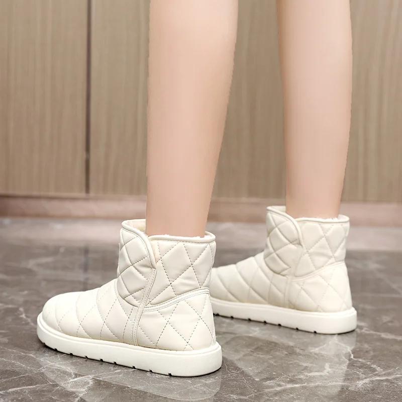 Damen Winter Schneestiefel  Neue Hohe Warme Bequeme Baumwollschuhe  Koreanische Version Samt Dicksohlige Lässige Kurze Stiefel