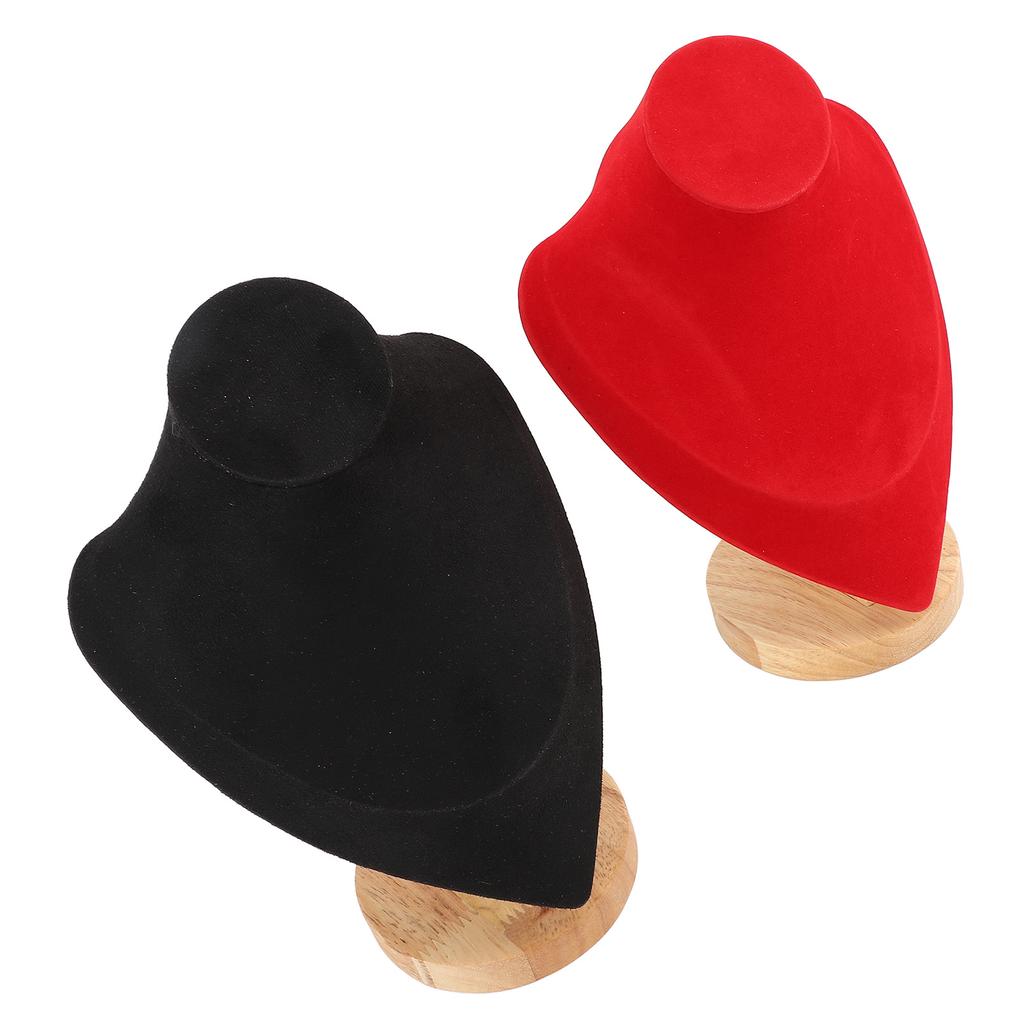 2 Stück Halsketten Mannequin Büste Ständer Herzförmig 3D Halsketten Büste Display Halter Mittel Rot Schwarz