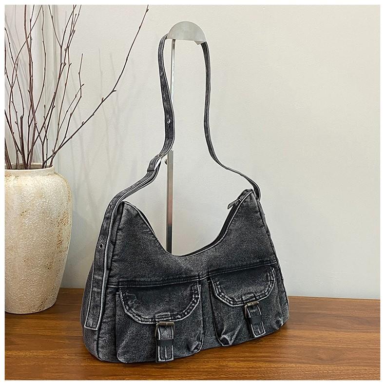 Large Capacity Tote Bag Simple Leisure Travel Large Bag Women's 2025 Summer New High-end Denim Messenger Bag