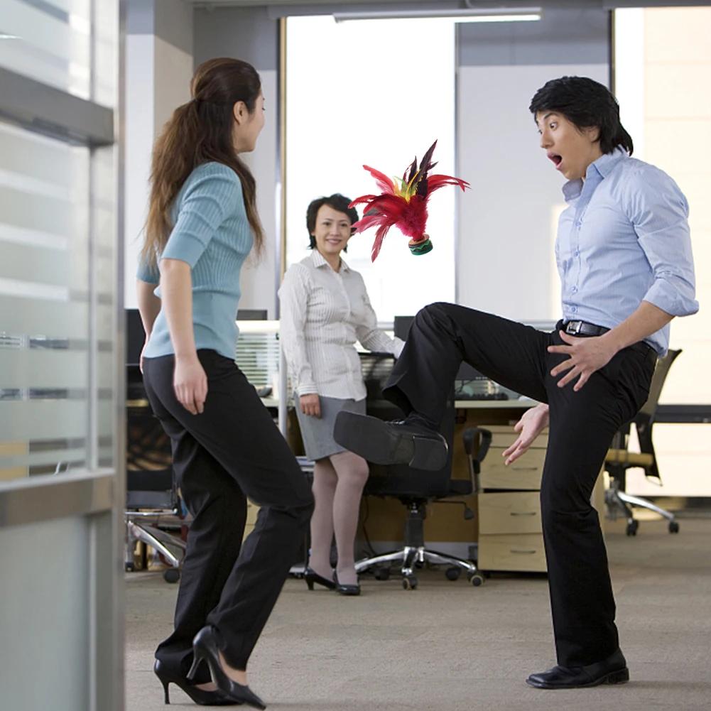 1-10pcs 20cm Feather Jianzi Colorful Feathers Shuttlecock Portable Foot Kick Handwheel Feather Shuttlecock Fitness Entertainment