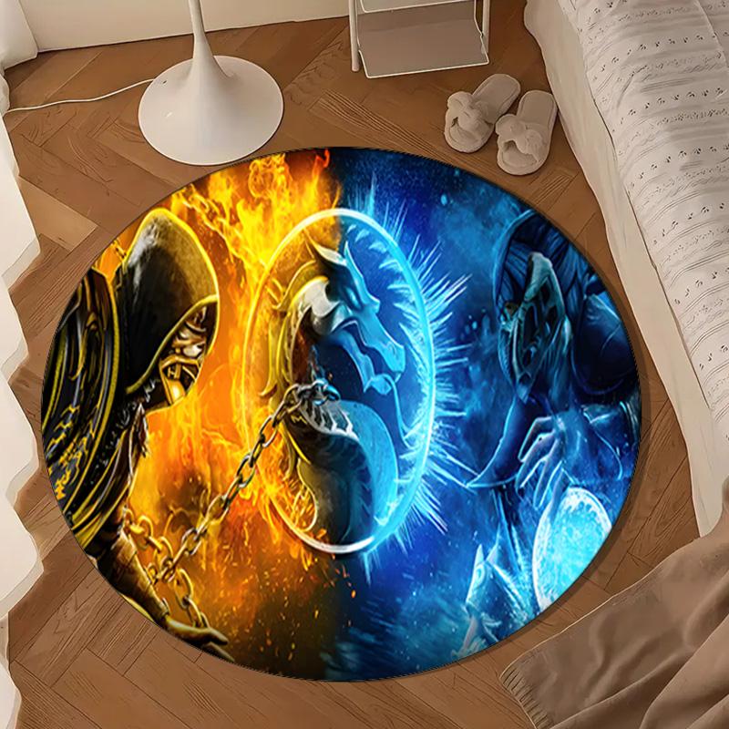 Powerful Warrior Kombat Round Rug for Livingroom,Bedroom, Palyroom, Chair Rug, Area Rug, Circle Carpet, Large Size Fan Christmas Gift