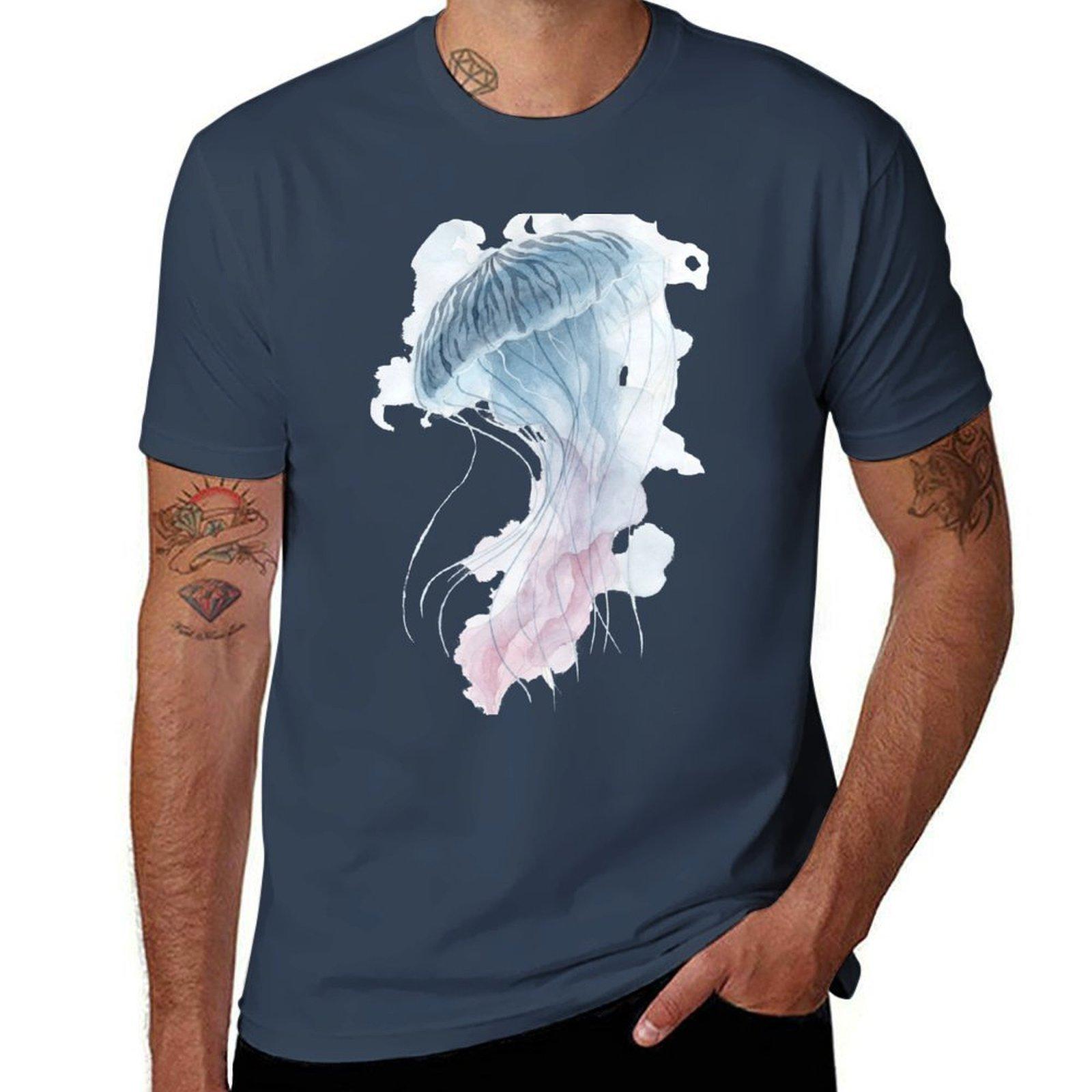 Watercolor Jellyfish Tshirt Modern Print Casual Tshirt S