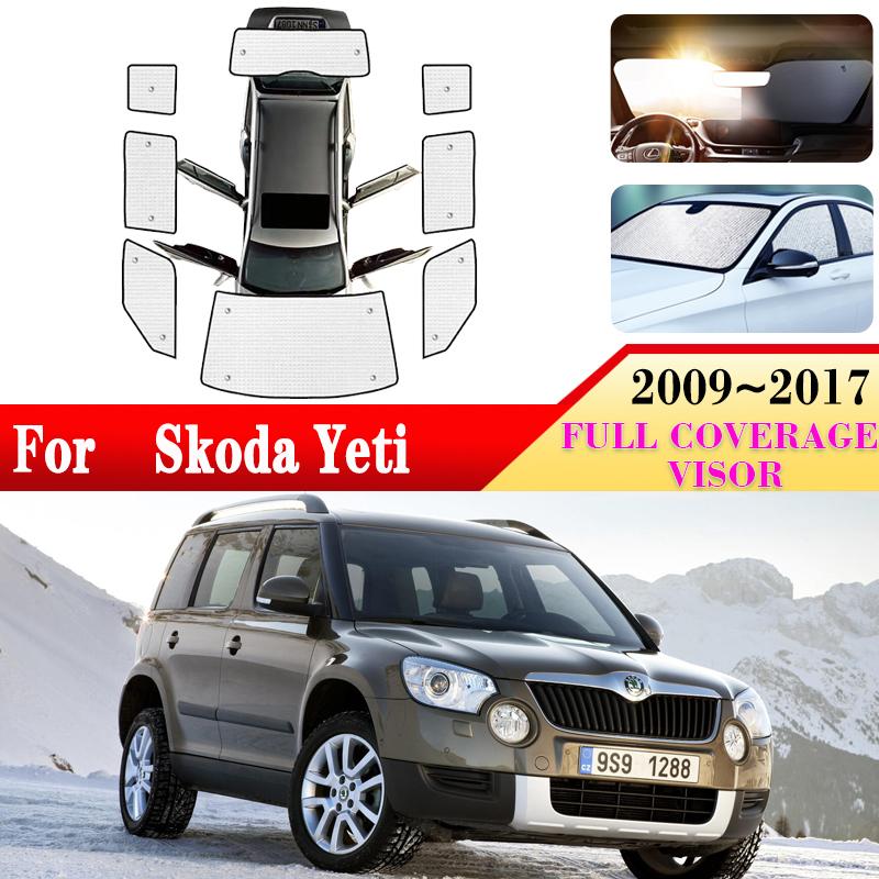 Für Skoda Yeti 2012 5L 2009~2017 Auto Windschutzscheiben-Umrandung Sonnenschutz Seitenfenster-Blenden Vollabdeckungen Auto Anti-UV-Abdeckungen