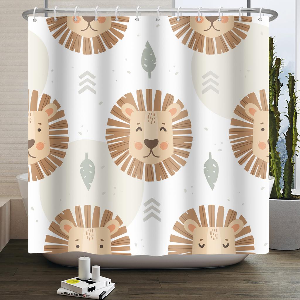 Cartoon Shower Curtain for Bathroom Kids Rainbow Cloud Sun Stars Flower Unicorn Cute Animals Waterproof Bath Curtain Home Decor