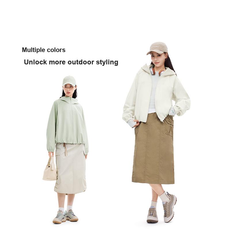 Li Ning Outdoor CF Shell Solid Color Water-Resistant Urban Outdoor Protective Jacket Women jackets Beige AFDW210-1