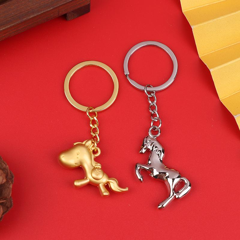 2026 Year Of Chinese Zodiac Horse Lucky Pendant Keychain Zinc Alloy Feng Shui Wealth Key Ring Women Men Bag Pendant