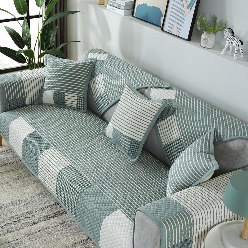 

Современная простая хлопковая диванная подушка с пасторальным блоком, универсальная хлопковая подушка из ткани Four Seasons 70*70CM