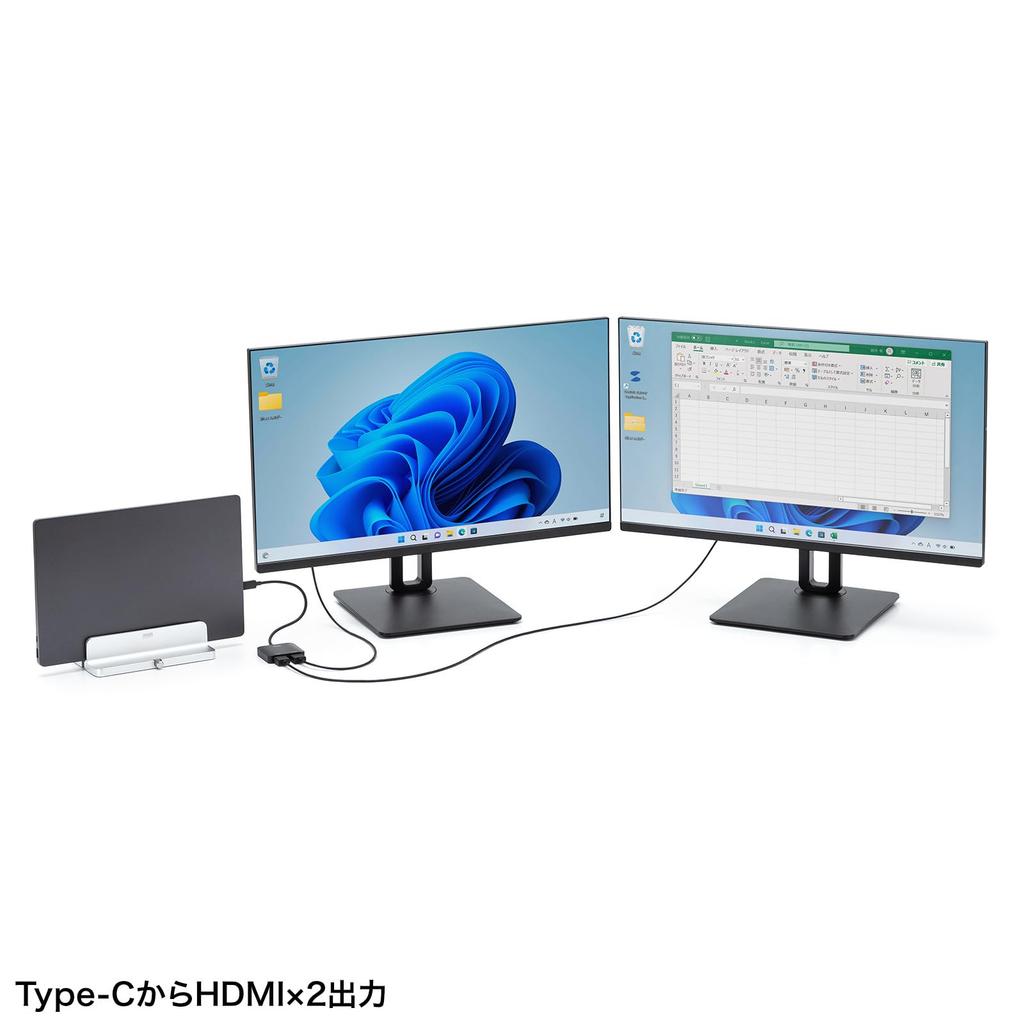 SANWA SUPPLY USB Type C To HDMI Adapter (2 Ports/4K Compatible) AD-ALCMST2HD2