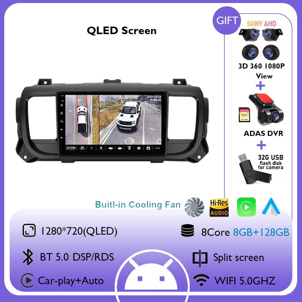 Android 14 Car Radio Multimedia Player For Citroen Jumpy III 3 SpaceTourer 1 For Peugeot Expert III 3 2016-2021 Carplay Stereo