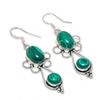 Malachite Gemstone Handmade 925 Sterling Silver Jewelry Earring 2.36" KJ-829
