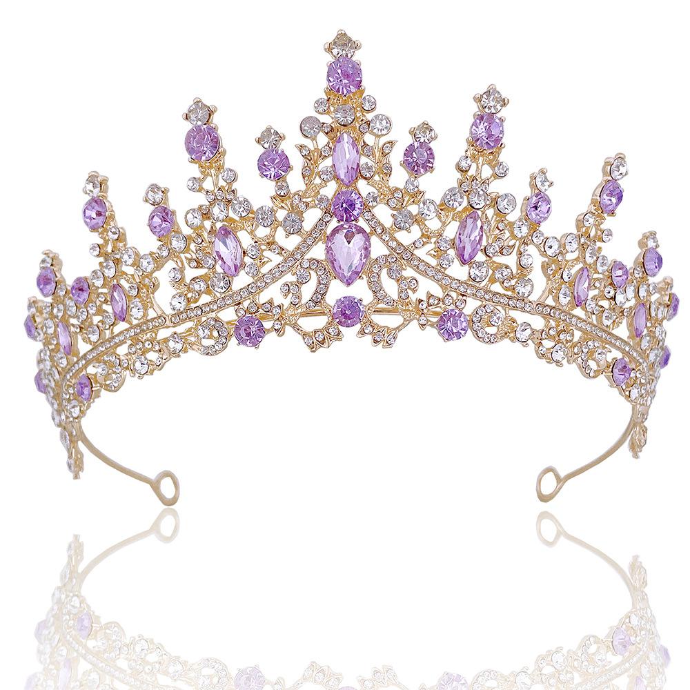 Bridal Crown Diamond Luxurious Prom Party Headband Headband Birthday Princess Hair Accessories Purple Crystal Crown