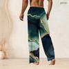 Mens Plus Size Drawstring Waist Colorful Printed Straight Leg Full Length Beach Pants