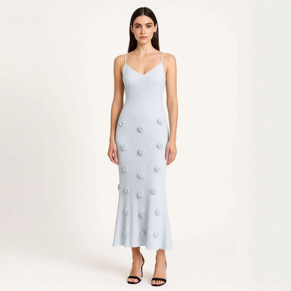 European and American style summer new women's clothing knitted flower dress women