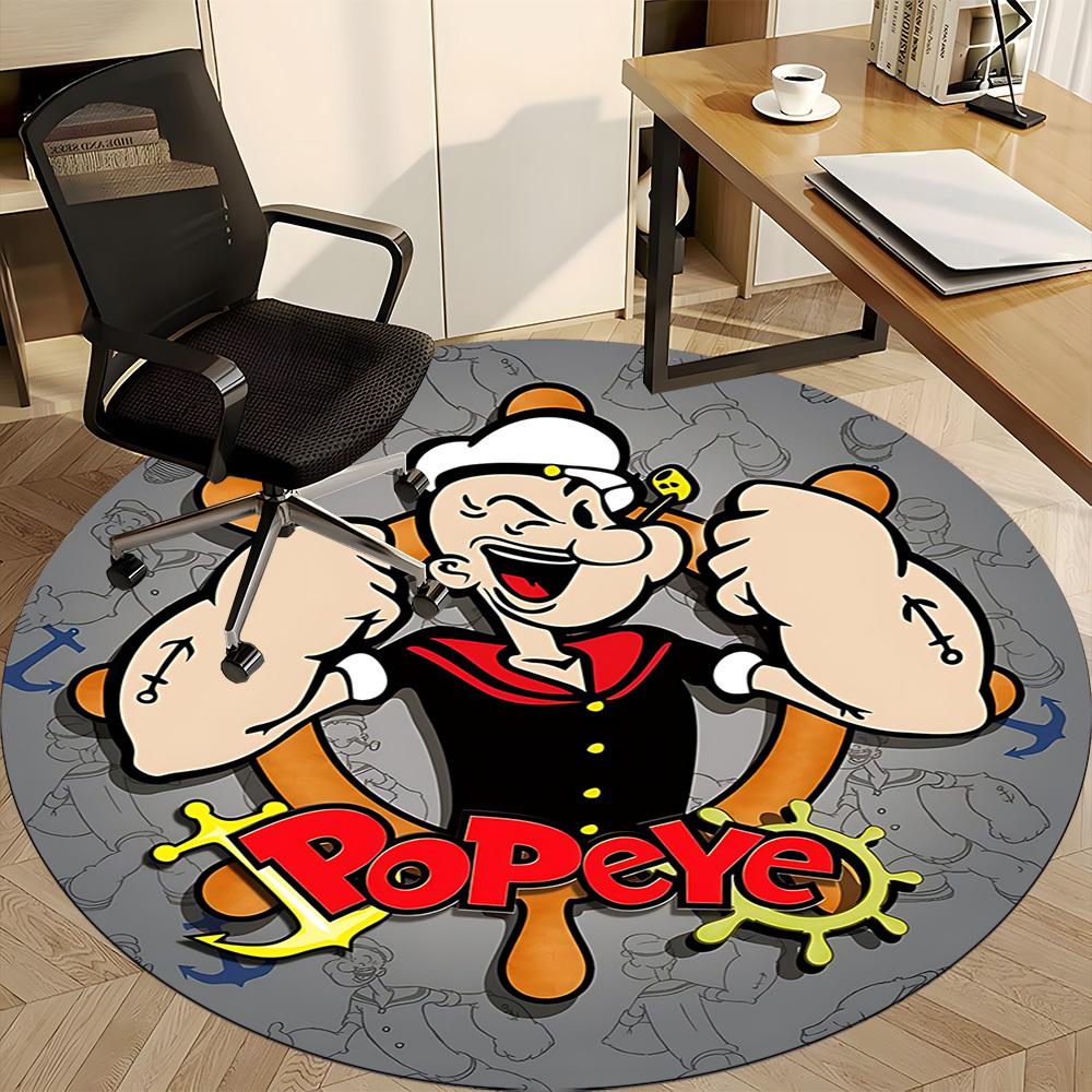 1pc Popeye Sailor Office Round Area Rug, Under Office Chairs Bedroom Living Room Home Decor, Room Decoa1016079