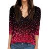 Women's T Shirt Print 3/4 Sleeve Daily Weekend Fashion Basic V- Neck Regular Top