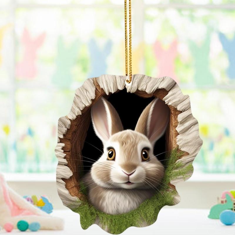 Easters Rabbit Decors Colorful Handmade Easters Ornament Acrylic Texture Suitable for Storefronts and Party Enthusiasts