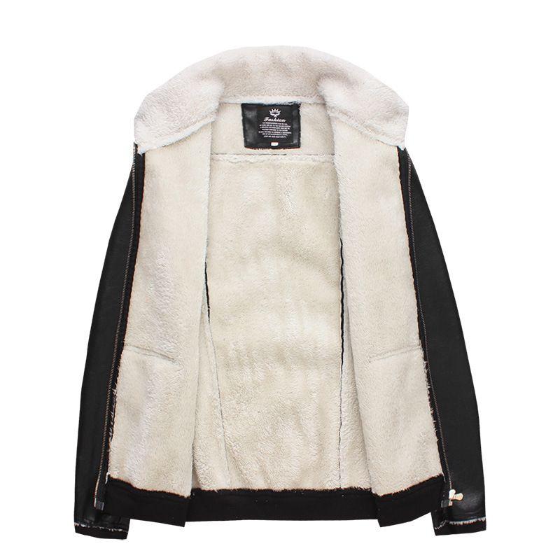 Luxurious Faux Leather Fur Jacket For Men With Warm Lined Interior And Slim Fit Design
