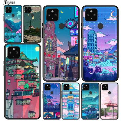 Art Pixel Aesthetic voor Google Pixel 5 Pixel 4a 5G Pixel 4a Pixel 4 Pixel 4 XL Siliconen Zachte Zwarte Telefoonhoes